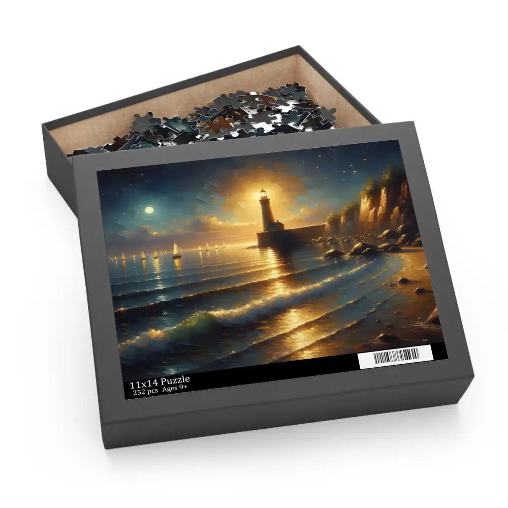 Lighthouse scene jigsaw puzzle from PixiOnyx Painterly Coastal Art collection