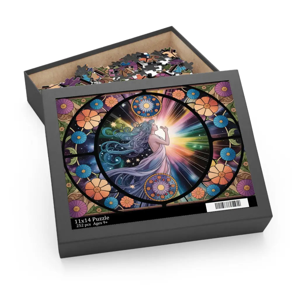 Jigsaw Puzzle Celestial Bloom featuring a celestial woman design by PixiOnyx Cosmic Puzzle Art