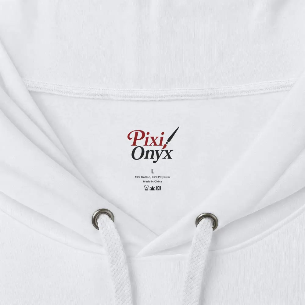 White pixi onyx heavyweight hooded sweatshirt with ribbed collar and drawstrings from kangaroo no worries hoodie line