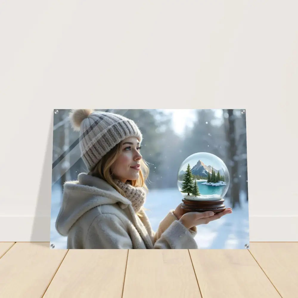 Winter scene acrylic print displayed in Kept in Glass Acrylic Wall Print PixiOnyx