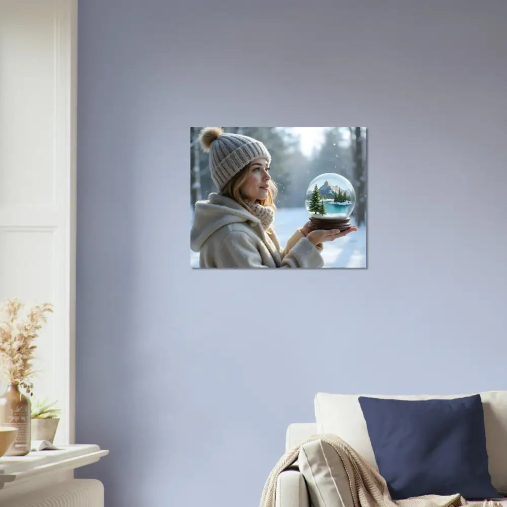 Winter scene snow globe art from Kept in Glass Surreal Winter Girl Fine Art Print