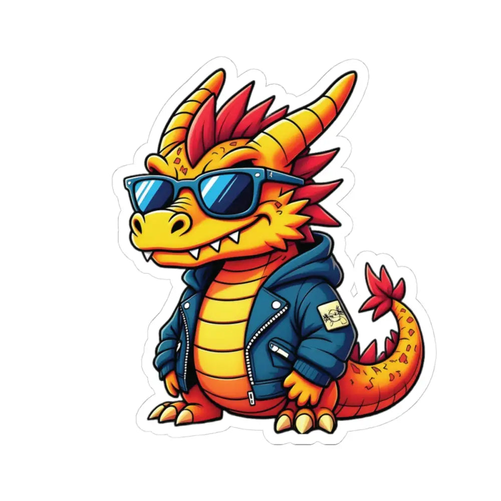 Cartoon Groove Dragon sticker with sunglasses and jacket for PixiOnyx Funkcore product
