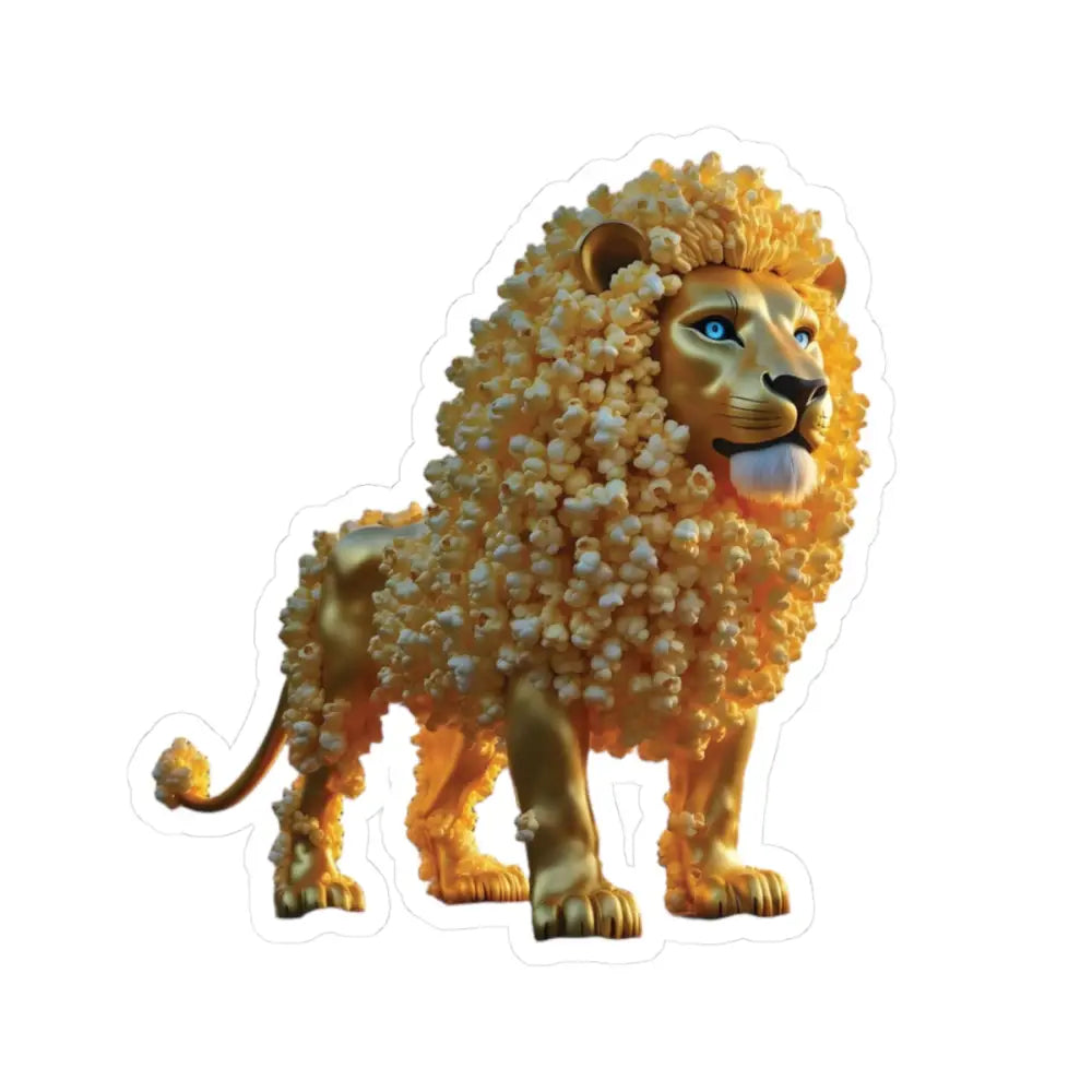 Golden lion with popcorn mane Kiss-Cut Sticker from PixiOnyx SnackBeasts Series