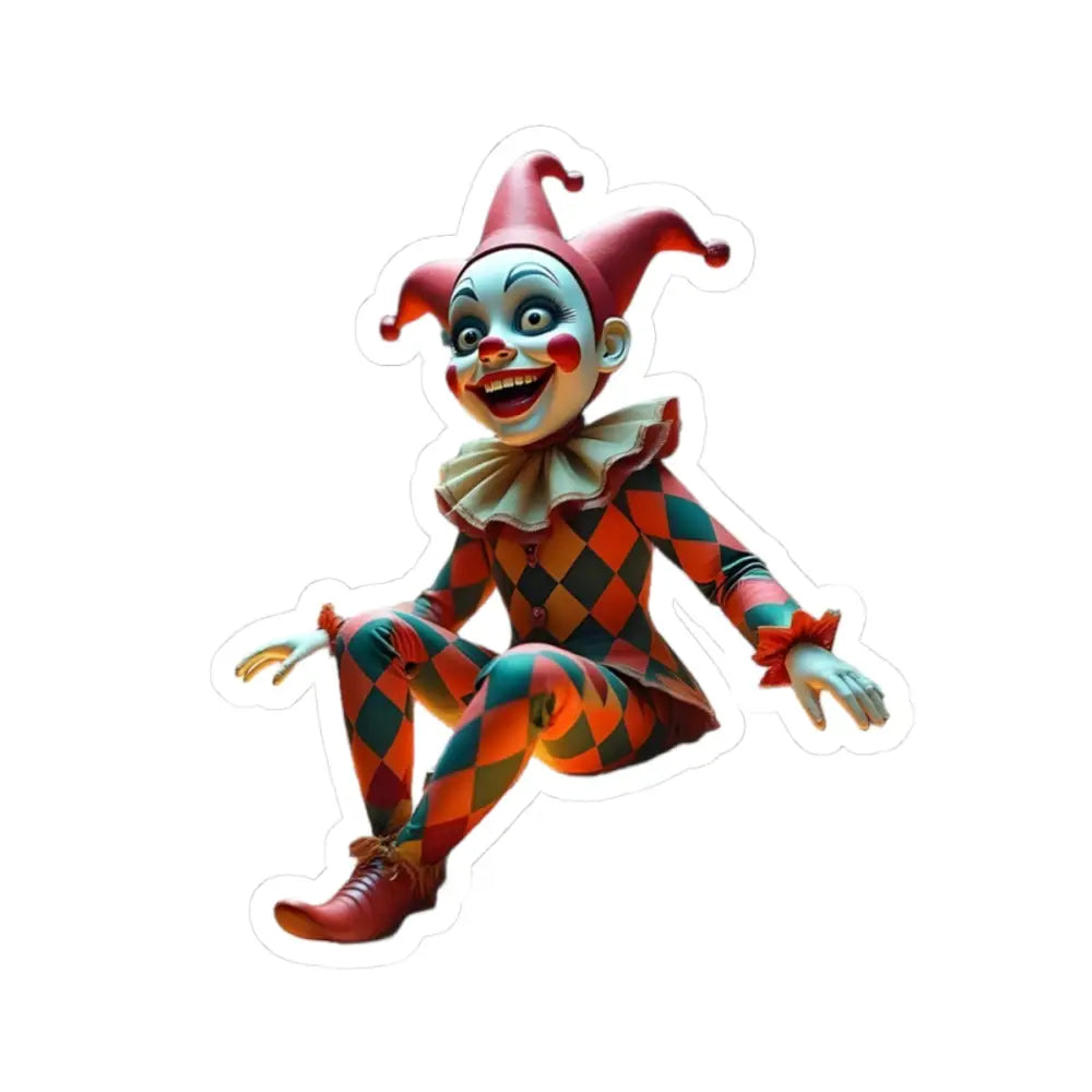 Creepy harlequin doll from PixiOnyx Whimsical Clown Kiss-Cut Sticker series