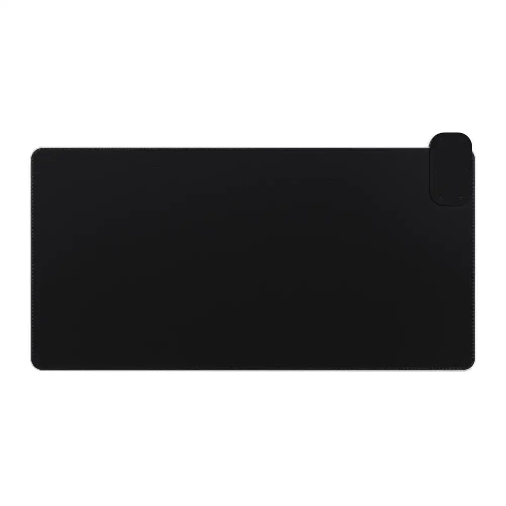 Black rectangular LED gaming mouse pad with phone stand and RGB lighting for gaming