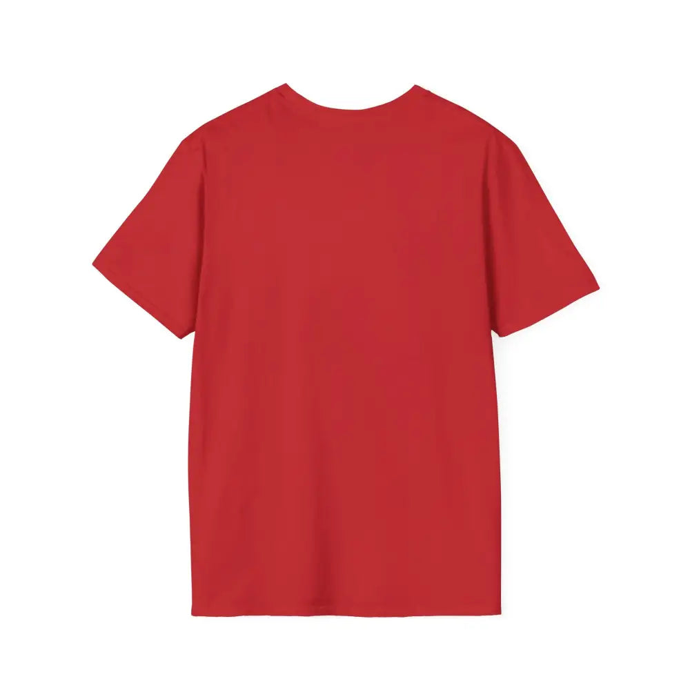 Plain red unisex softstyle t-shirt from Lotus Blossom collection, reducing fabric waste and enhancing aesthetic appeal
