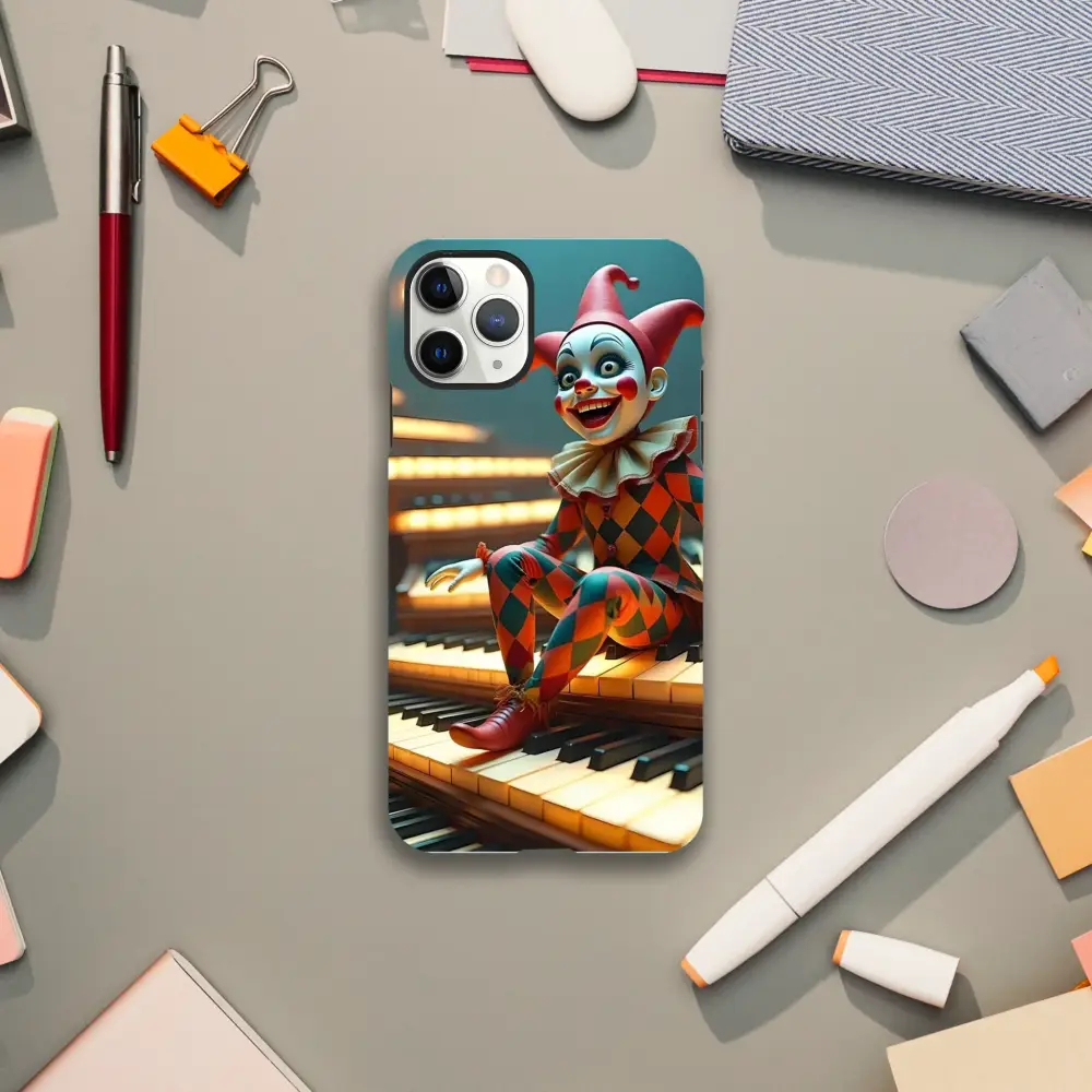 Clown-themed iPhone case with puppet design for Marionette iPhone Case by PixiOnyx