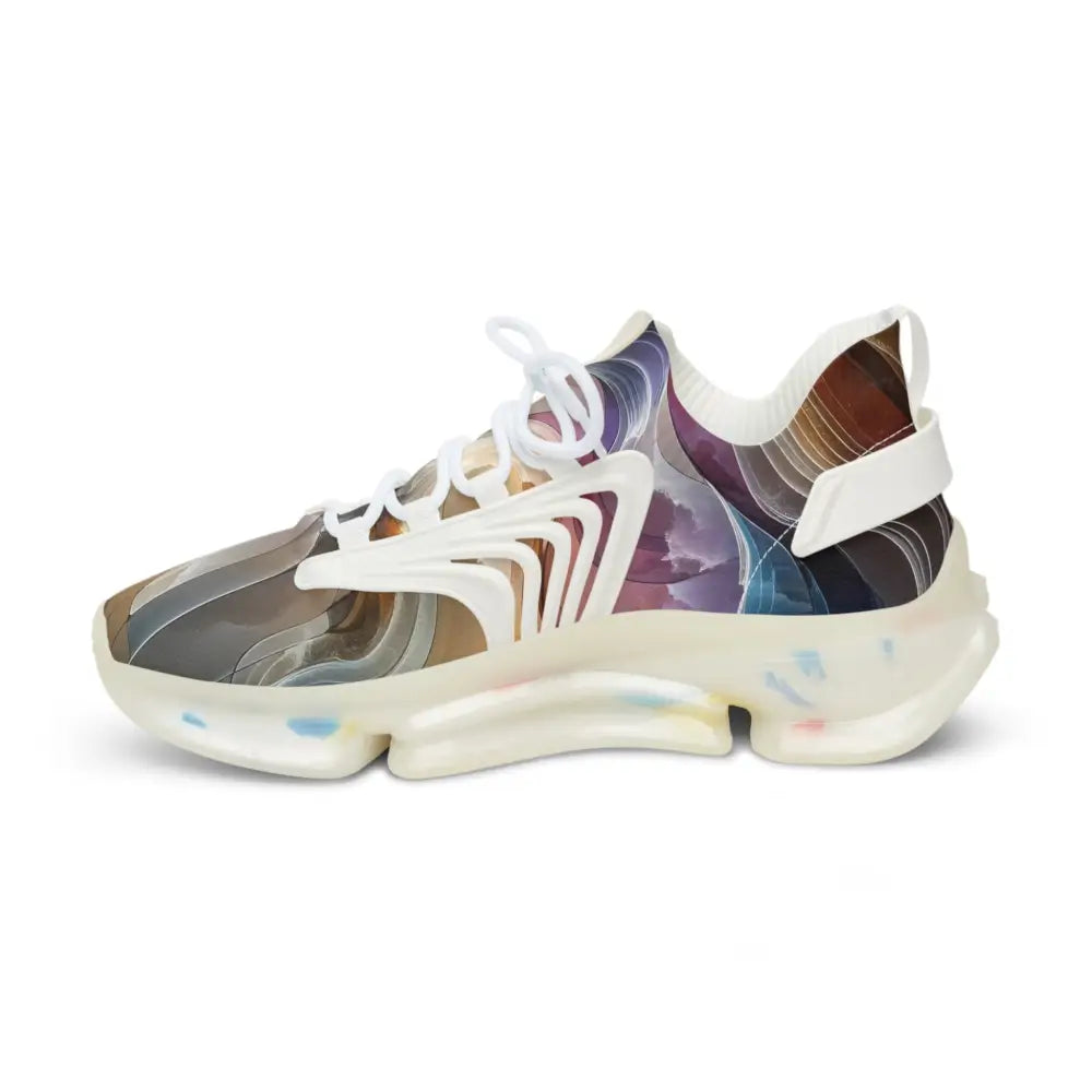 Colorful abstract-patterned Men’s Mesh Sneakers Celestial Layer Flux PixiOnyx Artwear