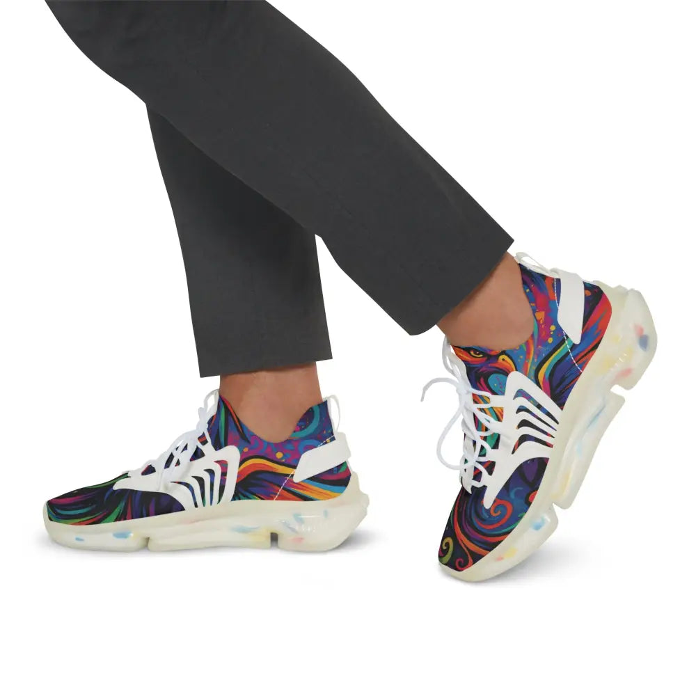Colorful patterned Mesh Sneakers from PixiOnyx Athletic Artwear in Neon Flame