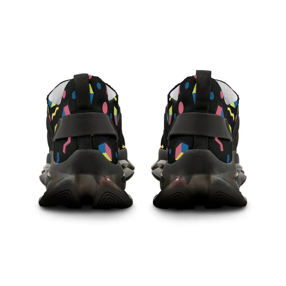 Men’s retro geometric mesh sneakers with durable kpu upper and eva shock-absorbing sole in vibrant 90s colorful pattern