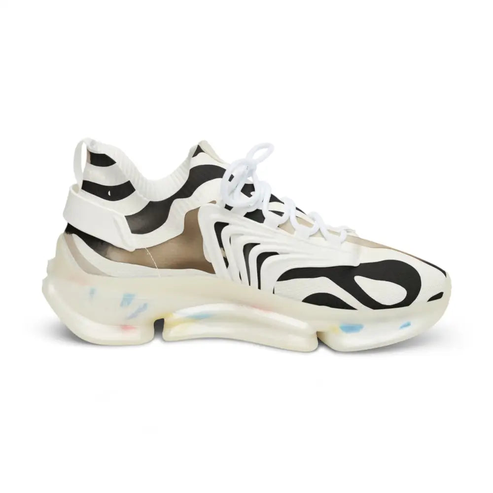 Men’s Sneakers Nightstripe Pulse with Zebra Stripes and Clear Sole from PixiOnyx Monochrome Motion Series