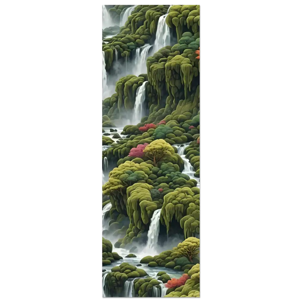 Lush mossy waterfalls cascading on the Moss Cascade Aluminum Print by PixiOnyx