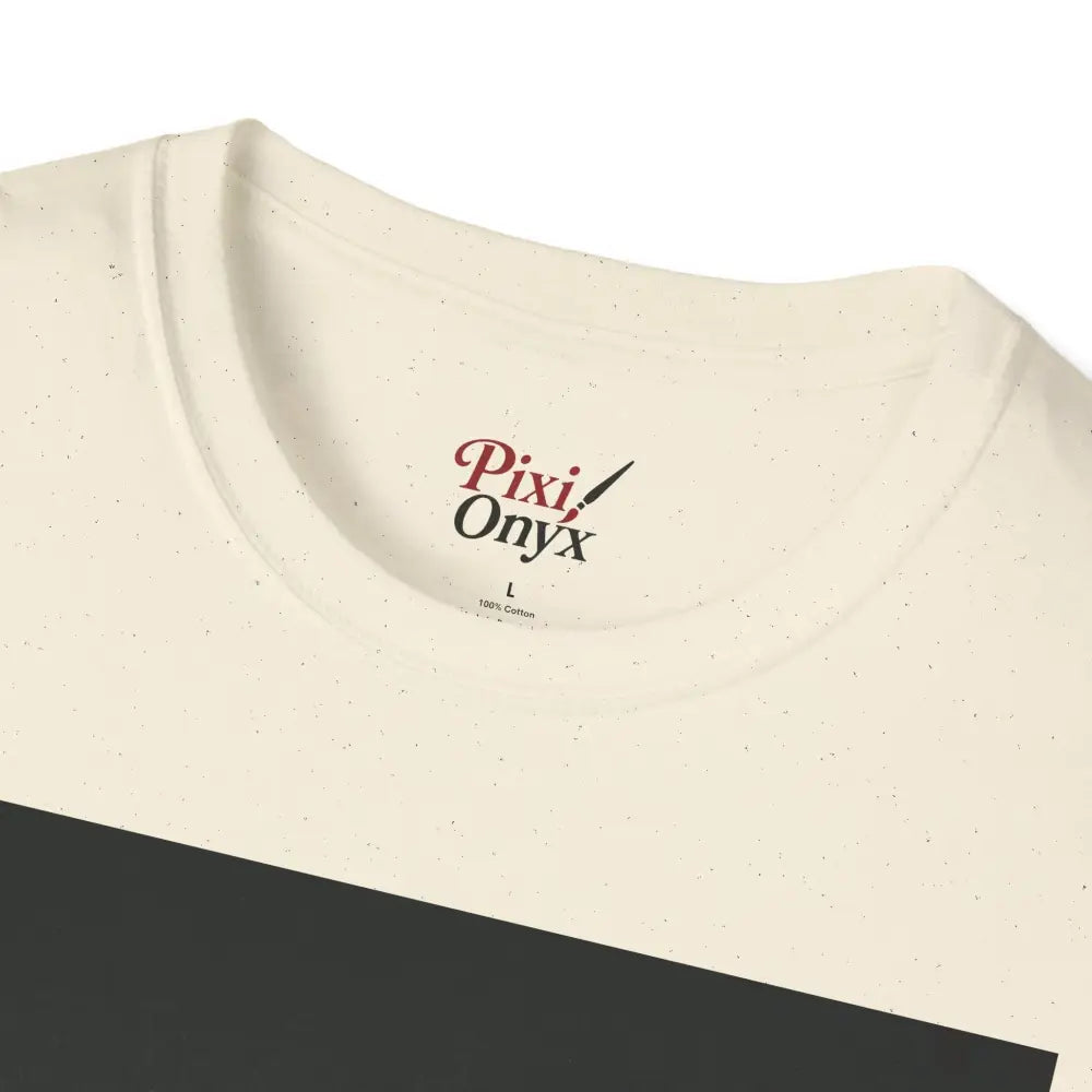 Cream-colored unisex softstyle T-shirt with neck label, suitable for low heat tumble dry