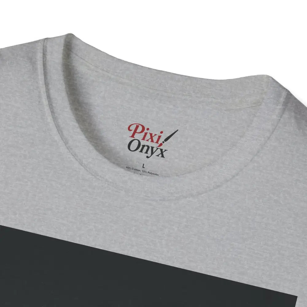 Light gray unisex softstyle T-shirt with printed neck label, suitable for low heat tumble dry