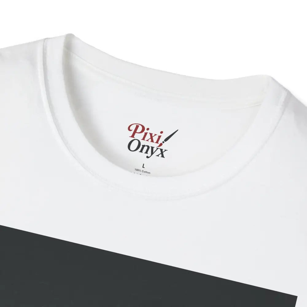 White unisex softstyle adventure t-shirt with tagless collar, low heat tumble dry friendly