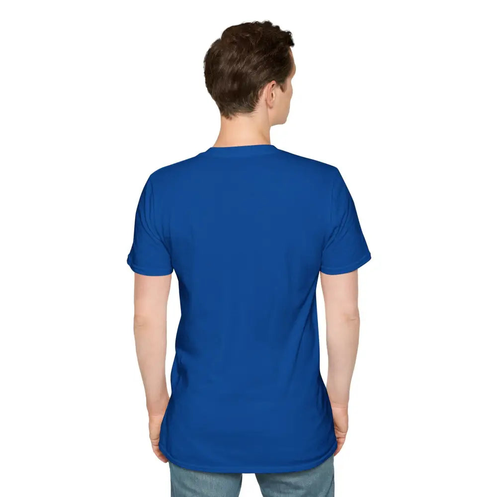 Royal blue short-sleeve crewneck T-Shirt featuring New York City skyline graphic, machine washable