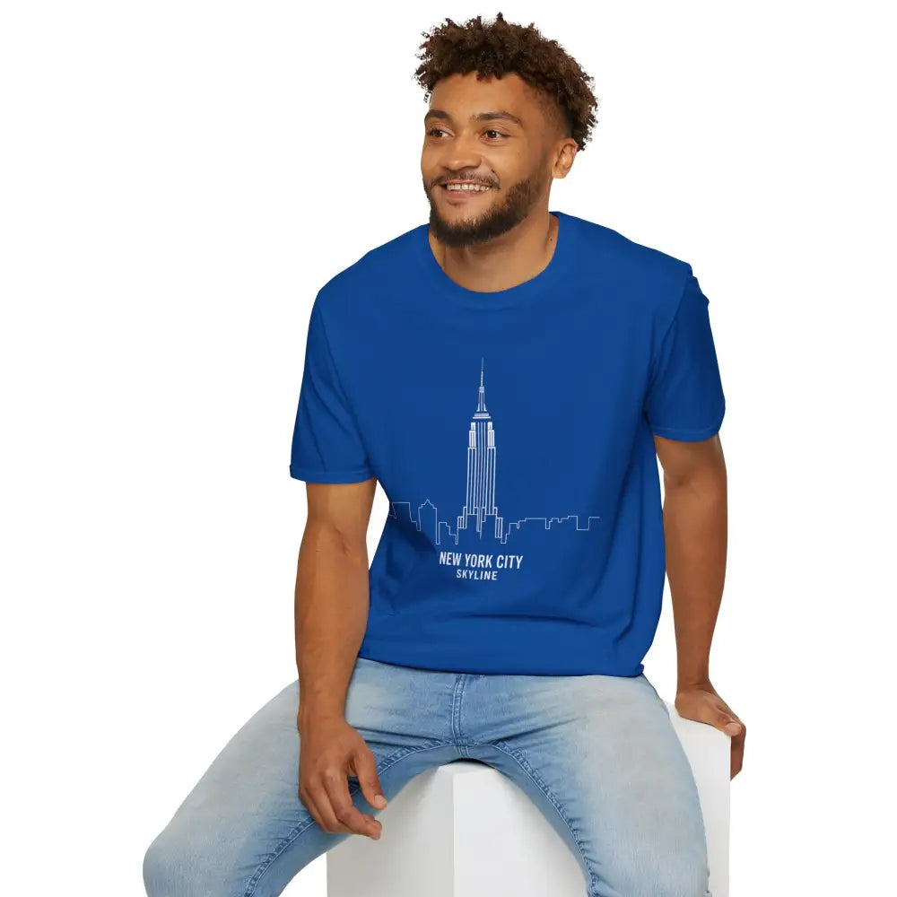 Unisex New York City Skyline T-Shirt with Empire State Building graphic, machine wash, low heat