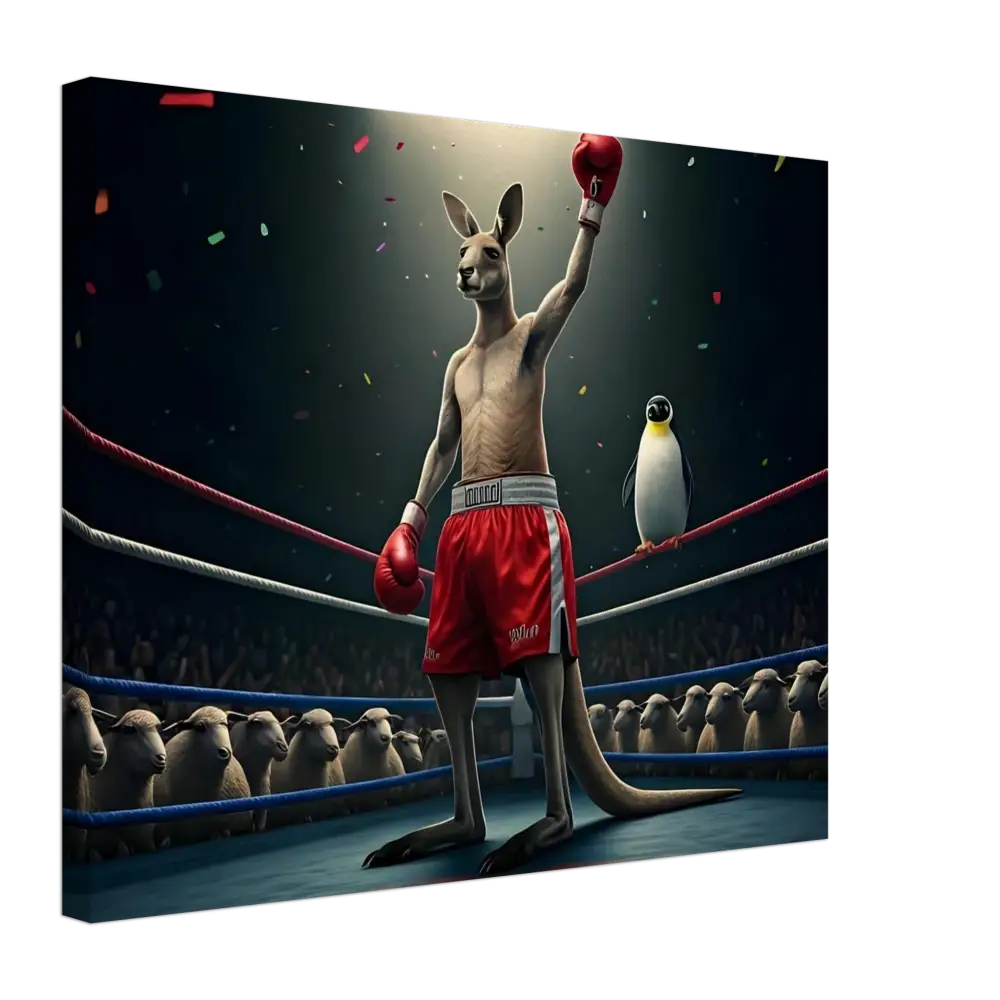 Victorious Boxing Kangaroo Canvas Wall Art for Outback Undisputed PixiOnyx Knockout