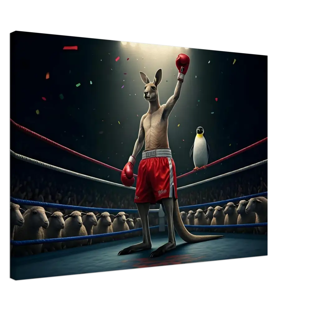 Victorious boxing kangaroo canvas wall art from Outback Undisputed PixiOnyx Knockout collection