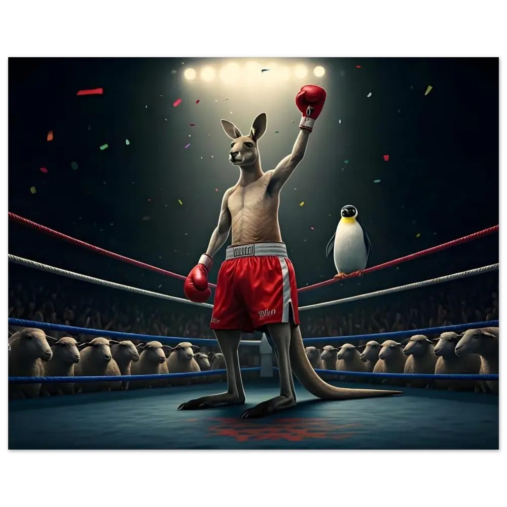 Victorious Kangaroo Boxer featured in Outback Undisputed Fine Art Poster at Ringside Spectacle