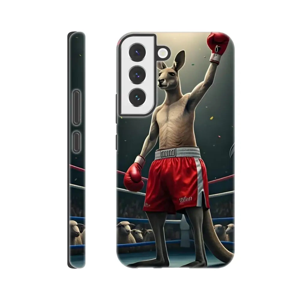 Phone case featuring boxing kangaroo design from Outback Undisputed Samsung Tough Case PixiOnyx Brawl-Proof Armor