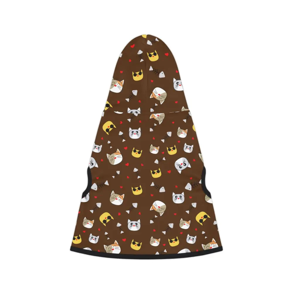 Brown cat-patterned hooded pet carrier from PixiOnyx Cozy Critterwear Pet Hoodie