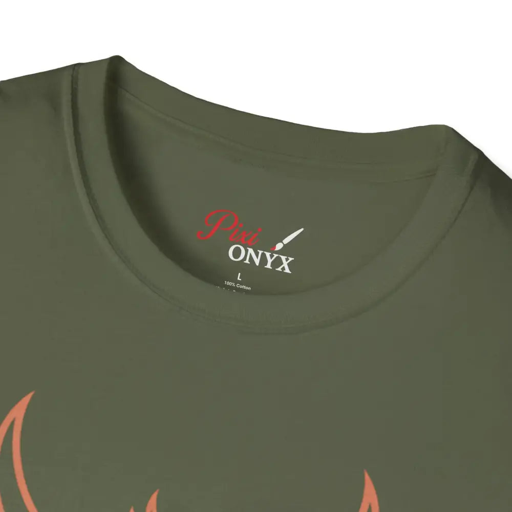 Olive green crew-neck T-shirt with elastic ribbed knit and shoulder tape stabilizes for eco-friendly casual wear