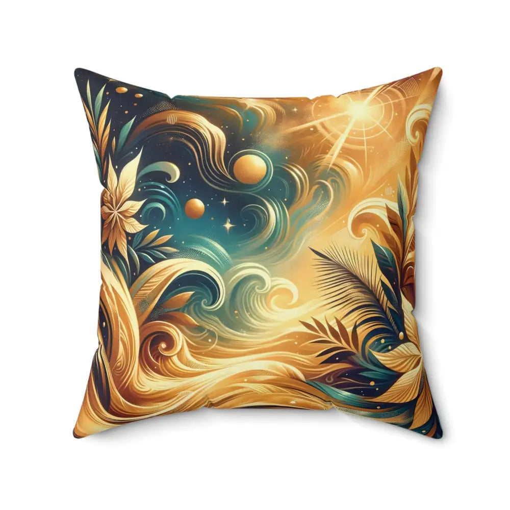 Decorative square pillow with celestial floral design from PixiOnyx Nebula Bloom Cascade collection