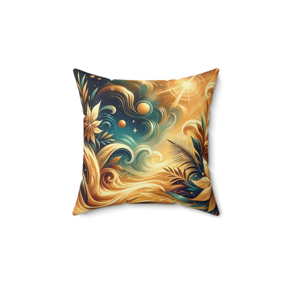 Decorative square pillow with celestial floral design for PixiOnyx Nebula Bloom Cascade