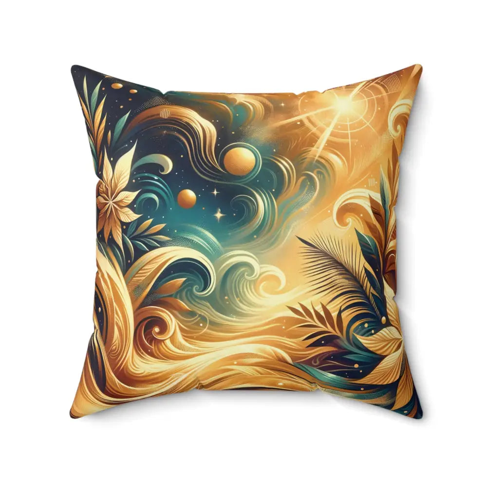 Decorative throw pillow from Pillow Nebula Bloom Cascade PixiOnyx Celestial Floral Cushion