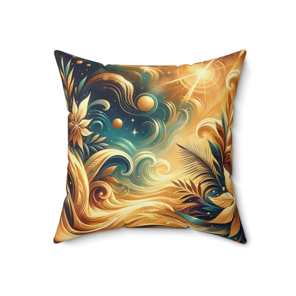 Decorative celestial floral throw pillow with nebula art from PixiOnyx Celestial Collection