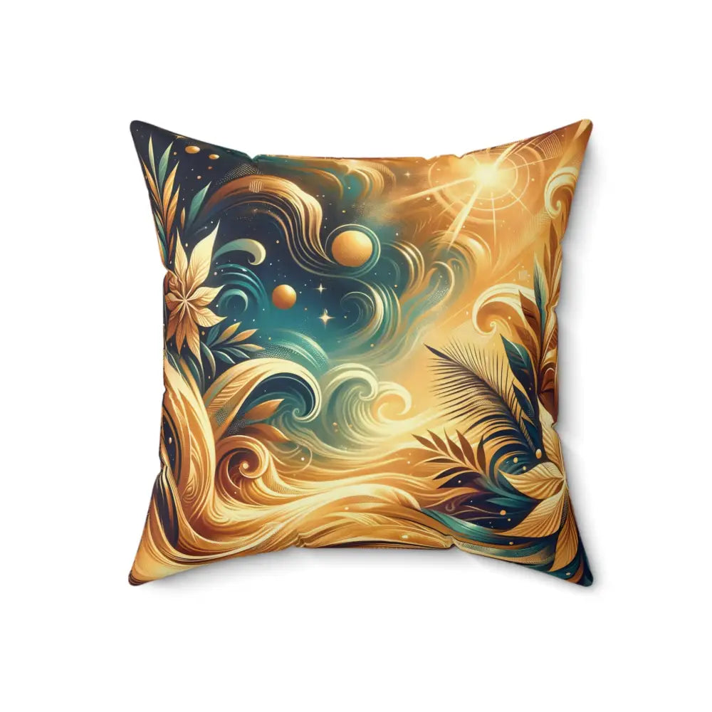 Decorative square pillow with celestial floral design from PixiOnyx Nebula Bloom Cascade