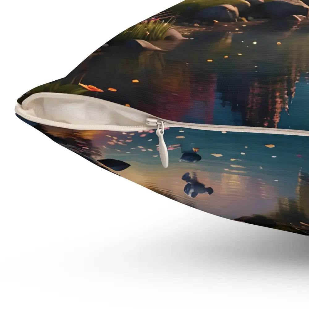 Pond-themed throw pillow from Pillow Rainbow Unicorn Dreamscape by PixiOnyx