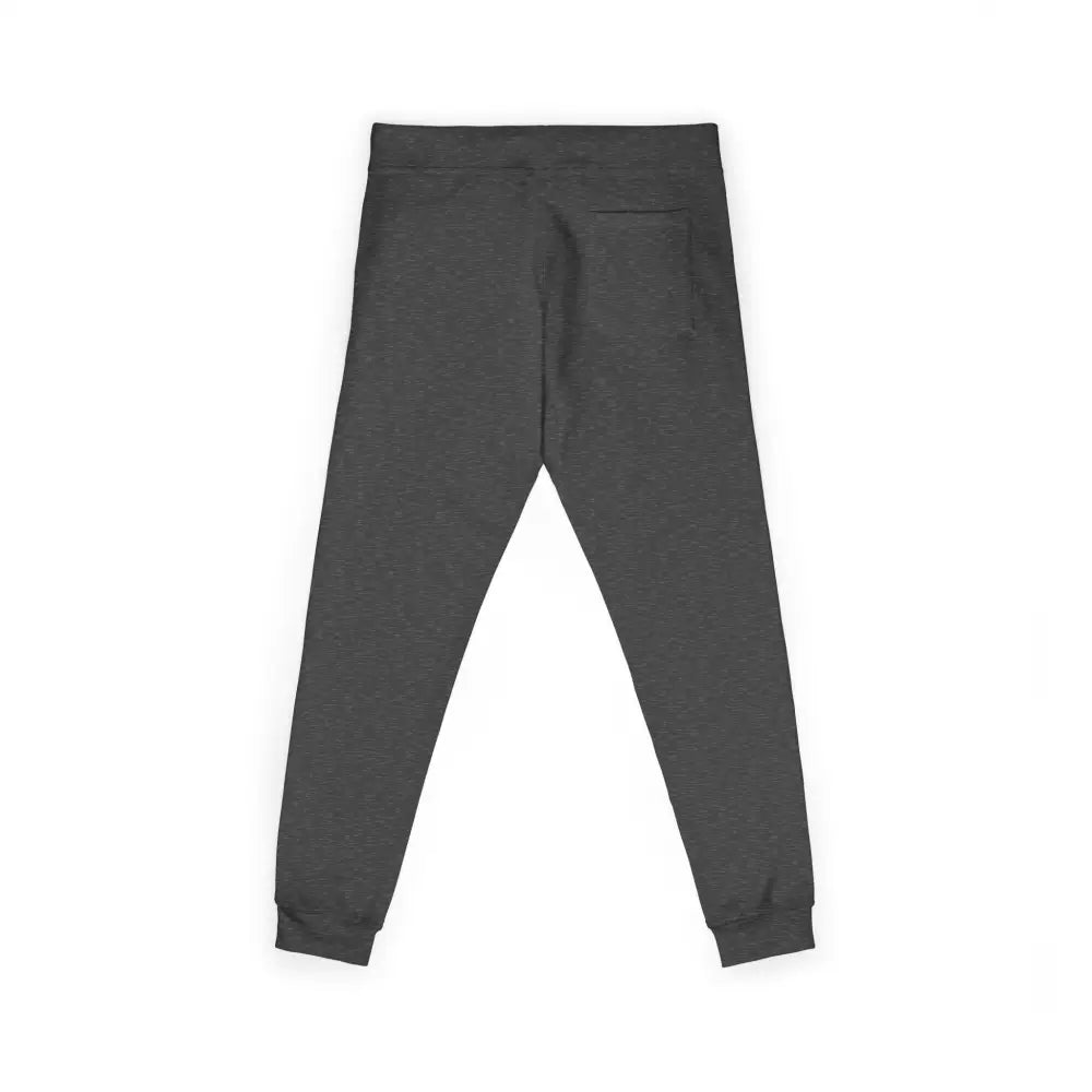 Dark gray cozy unisex fleece sweatpants with cuffed ankles and back pocket for relaxation