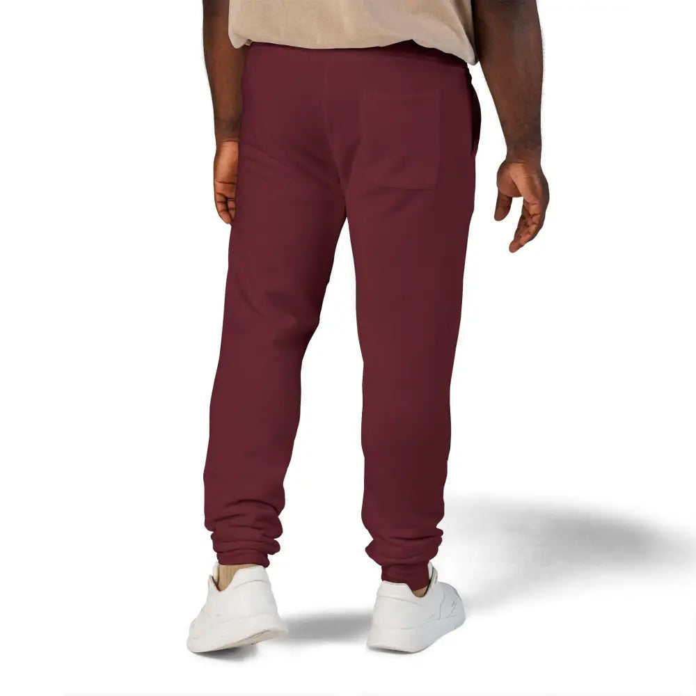 PixiOnyx Cozy Unisex fleece sweatpants with burgundy color and ribbed cuffs for relaxed wear