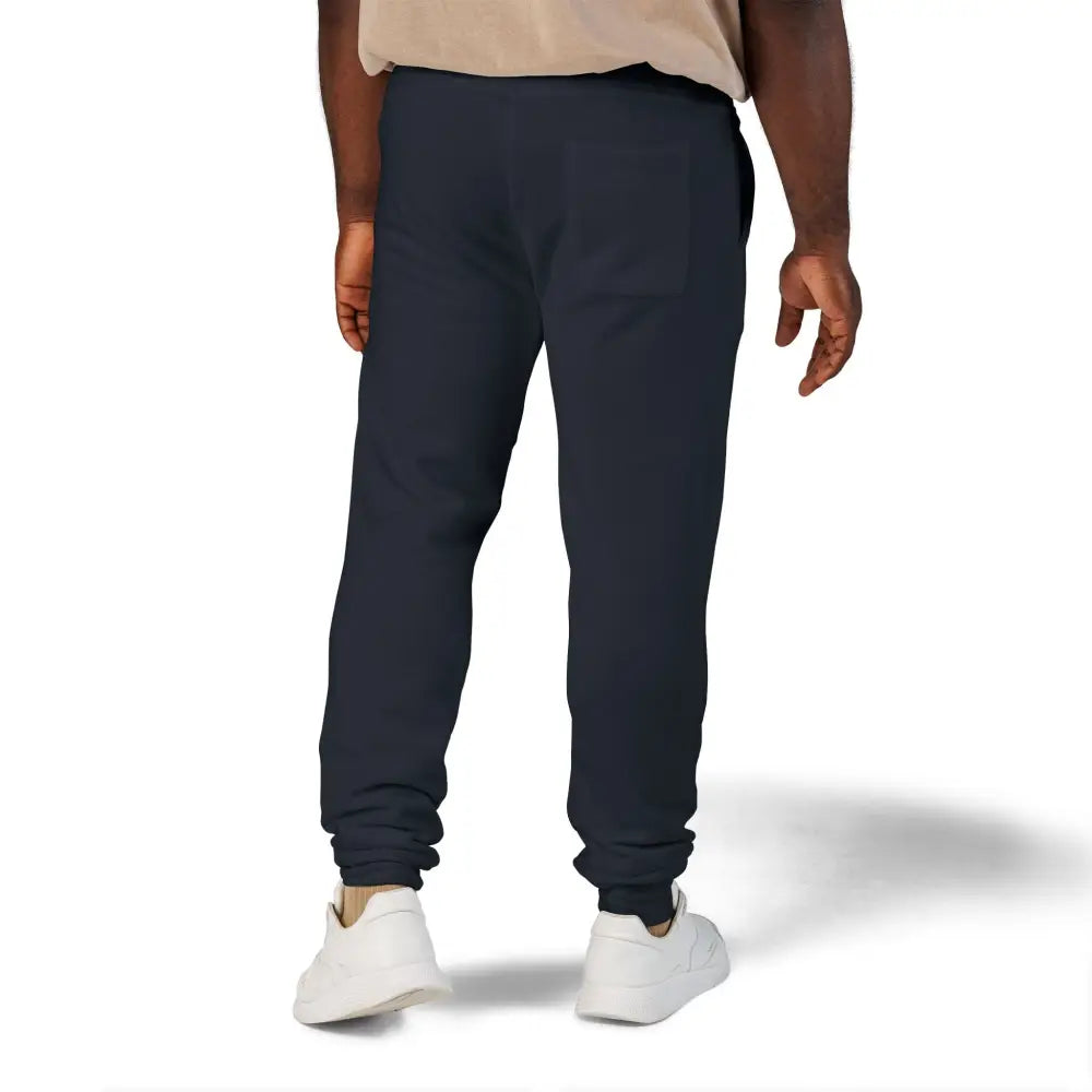 Dark blue cozy unisex fleece sweatpants with cuffed ankles from PixiOnyx for relaxation