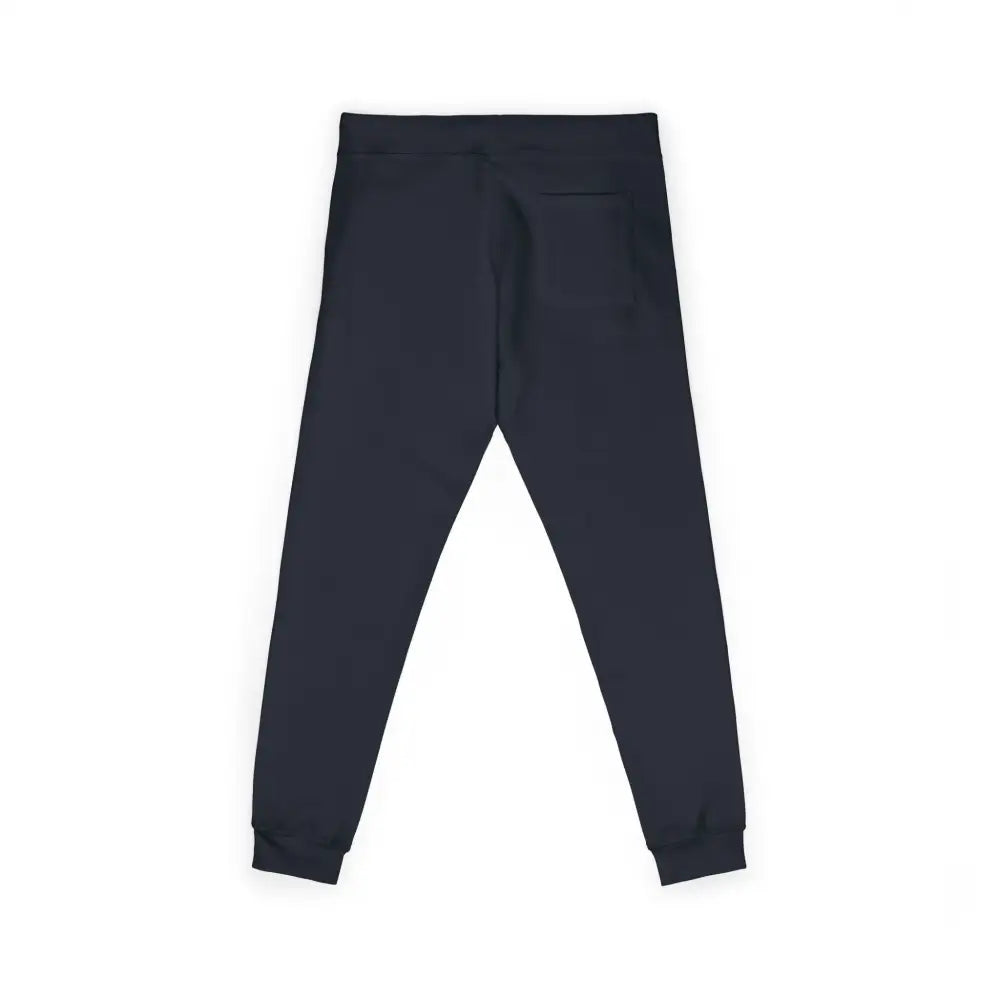 Dark blue cozy unisex fleece sweatpants with elastic cuffs and waistband for relaxed wear