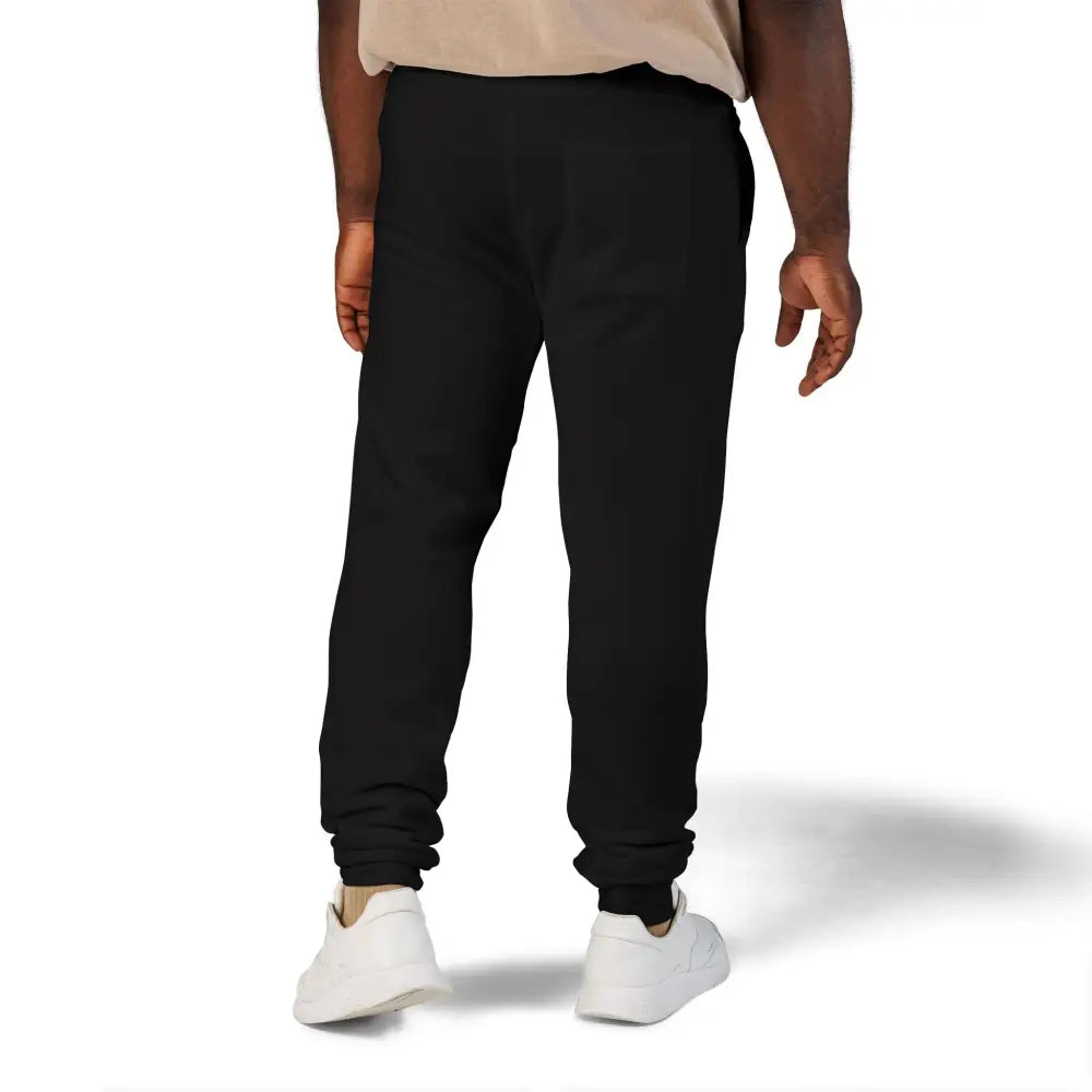 Black PixiOnyx Cozy Unisex fleece sweatpants with embroidered design for casual wear