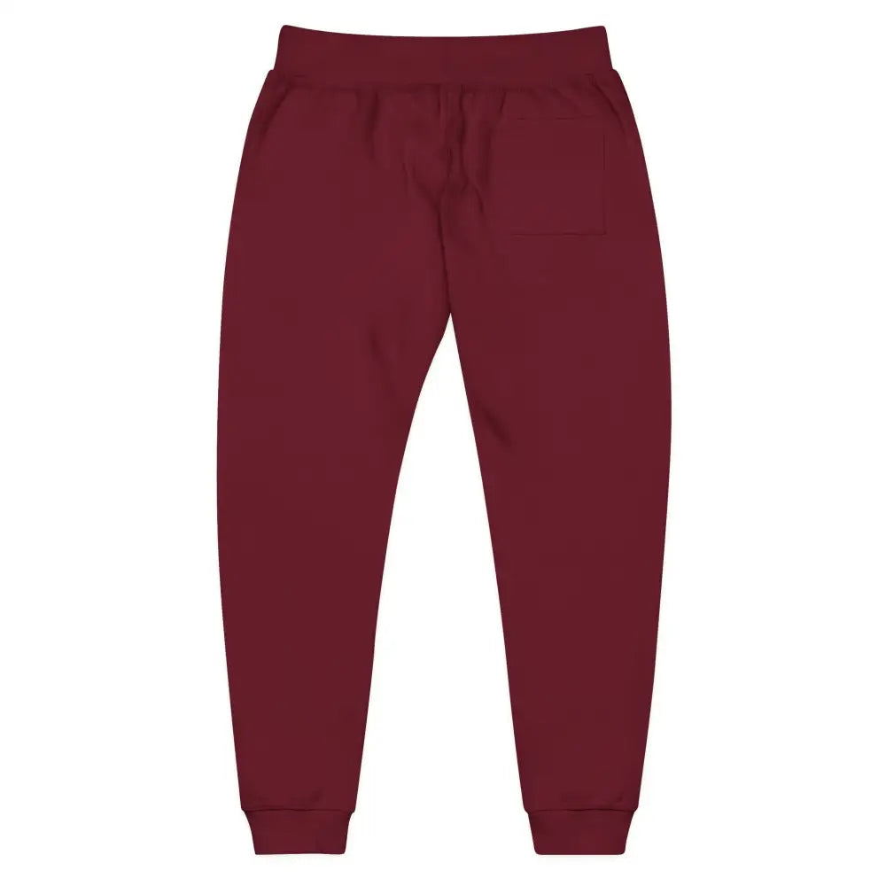 PixiOnyx Cozy Unisex fleece sweatpants with maroon cotton fleece and ribbed cuffs