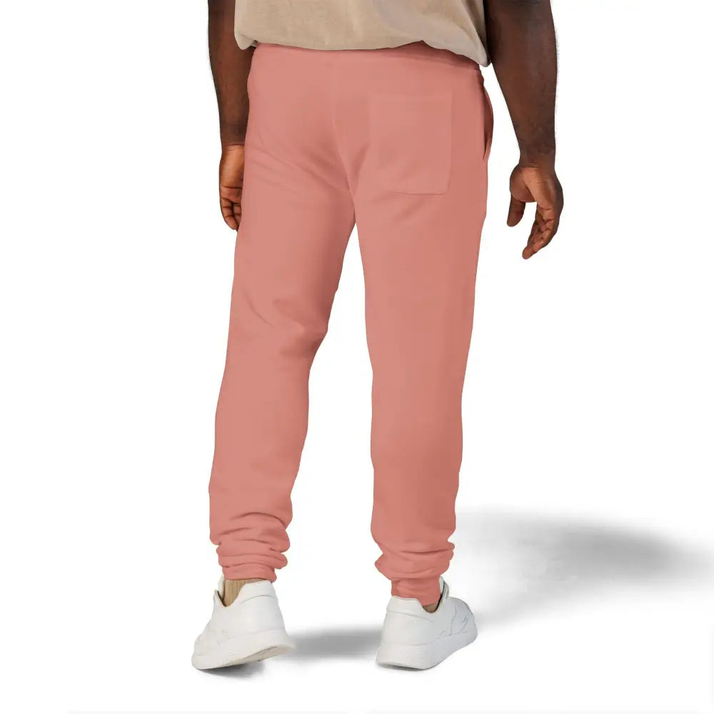 Men’s salmon pink unisex fleece sweatpants with ribbed cuffs for cozy casual wear
