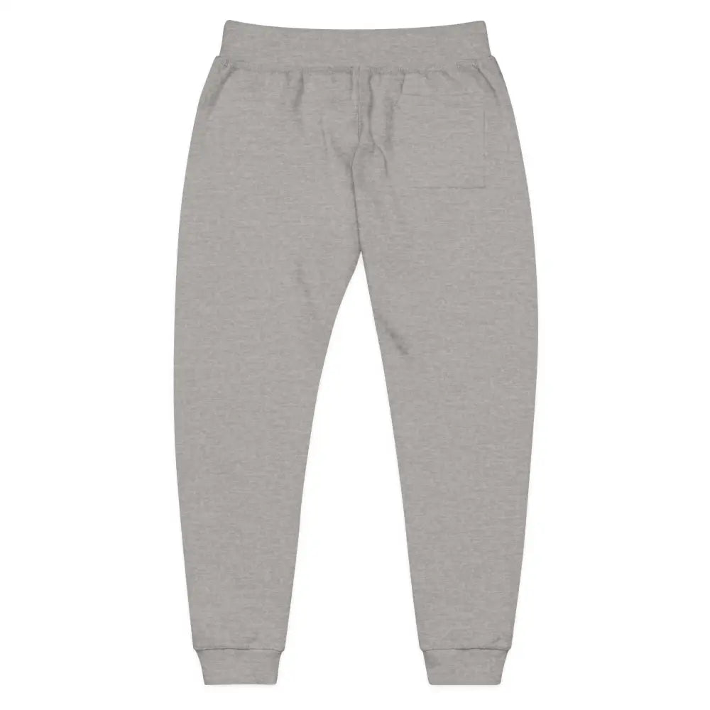 Gray heathered unisex fleece sweatpants with drawstring waist and ribbed cuffs for cozy relaxation