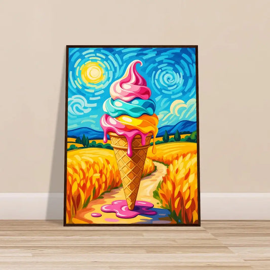 Framed ice cream cone painting from PixiOnyx Playful Elegance product collection