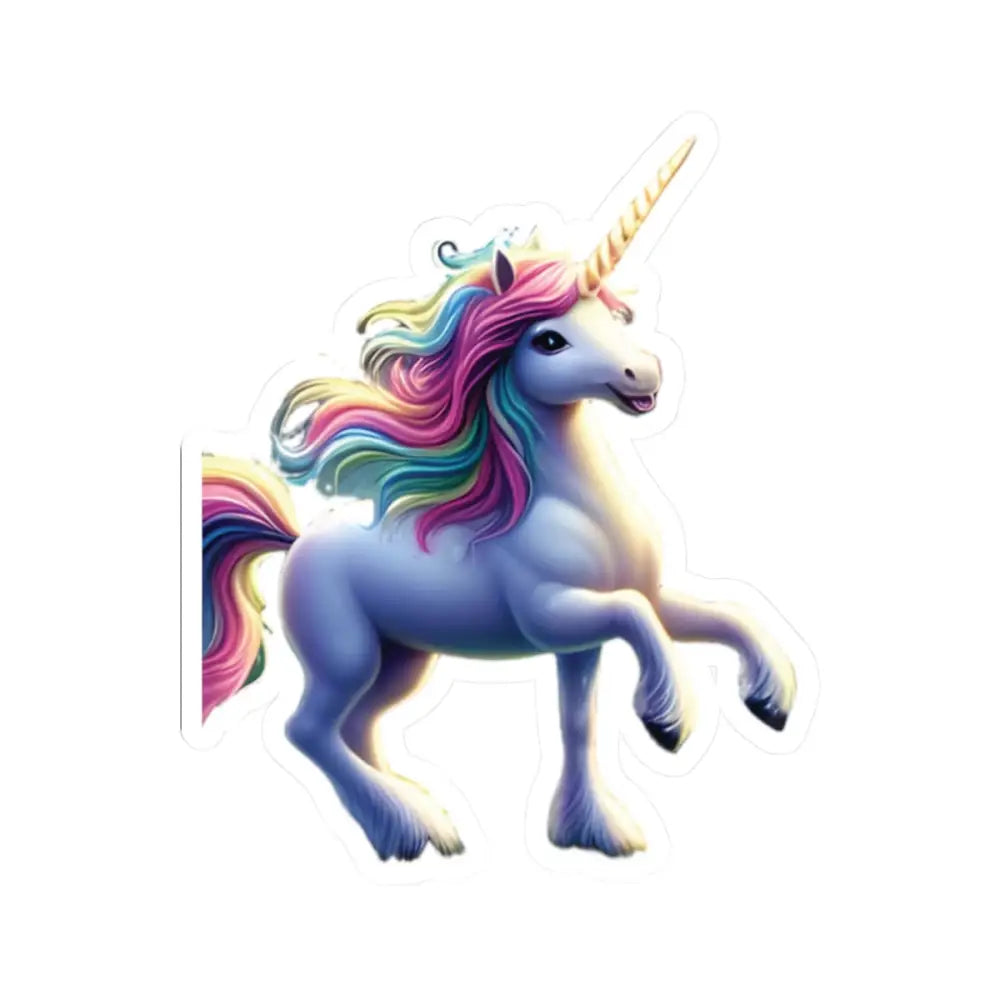 Colorful unicorn with golden horn sticker for laptops and gifts from PixiOnyx