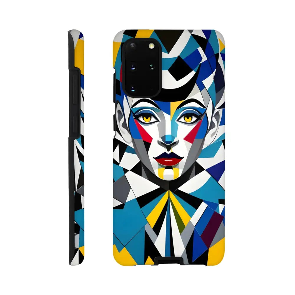 Geometric face phone case for Samsung Galaxy featuring Fragmented Muse design by PixiOnyx