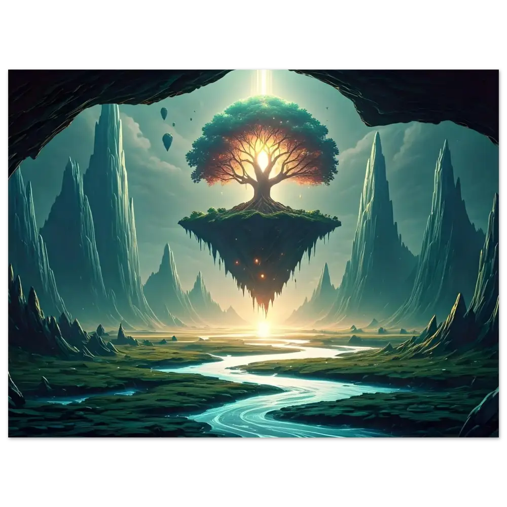 Floating tree island artwork from Sanctuary of the Skyroot PixiOnyx Dreamscape Print
