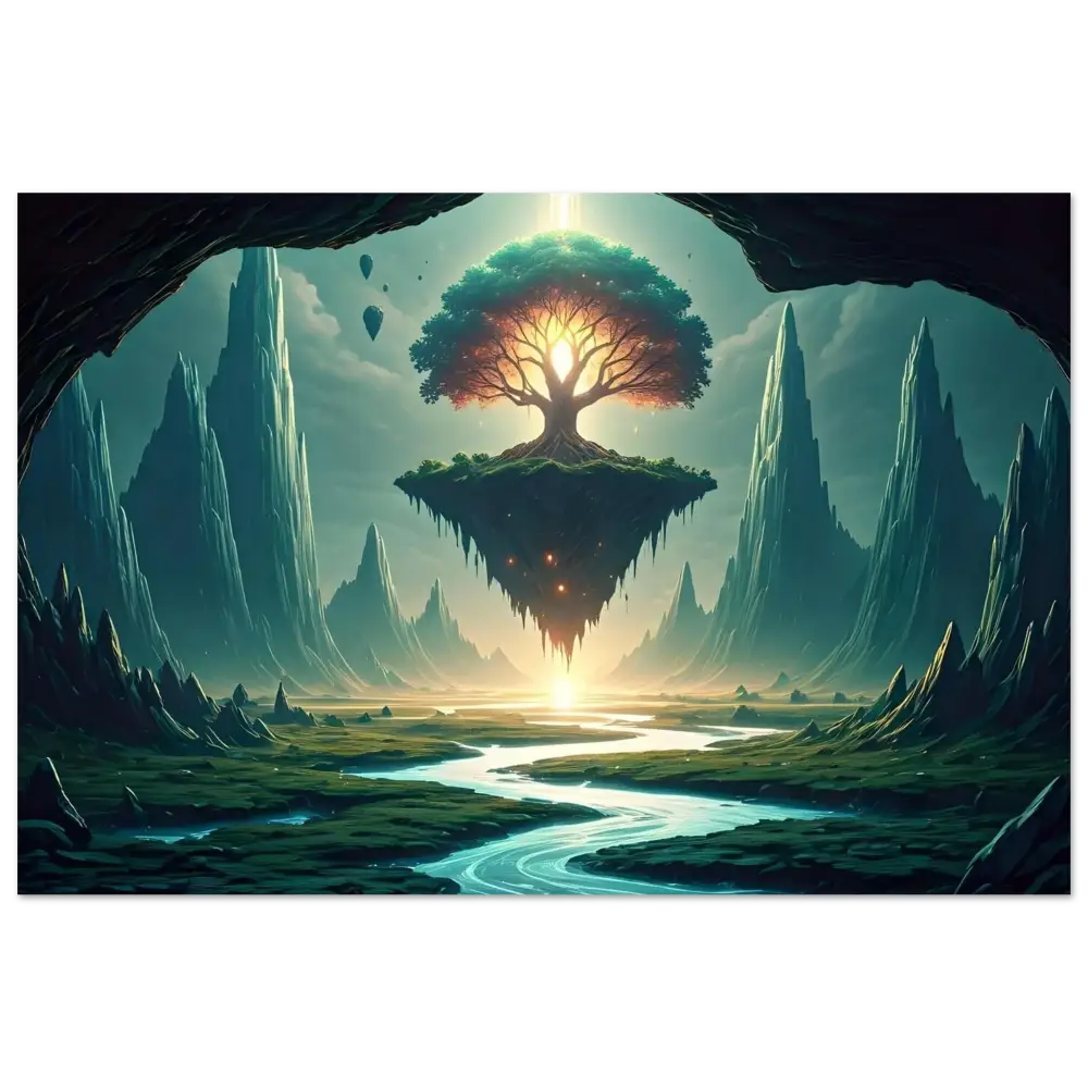 Floating tree island in a dreamy skyscape for Sanctuary of the Skyroot poster