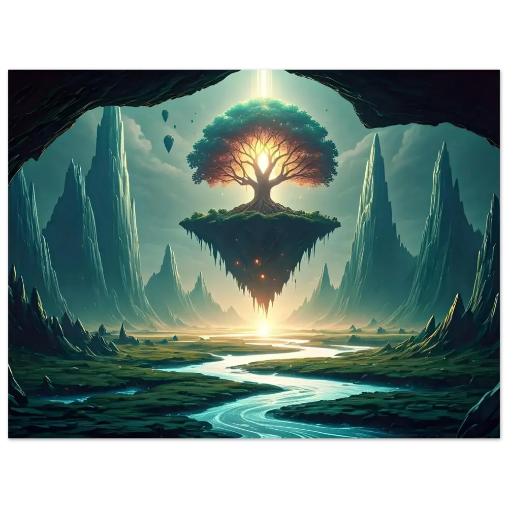 Floating tree island in a dreamy skyscape for Sanctuary of the Skyroot poster