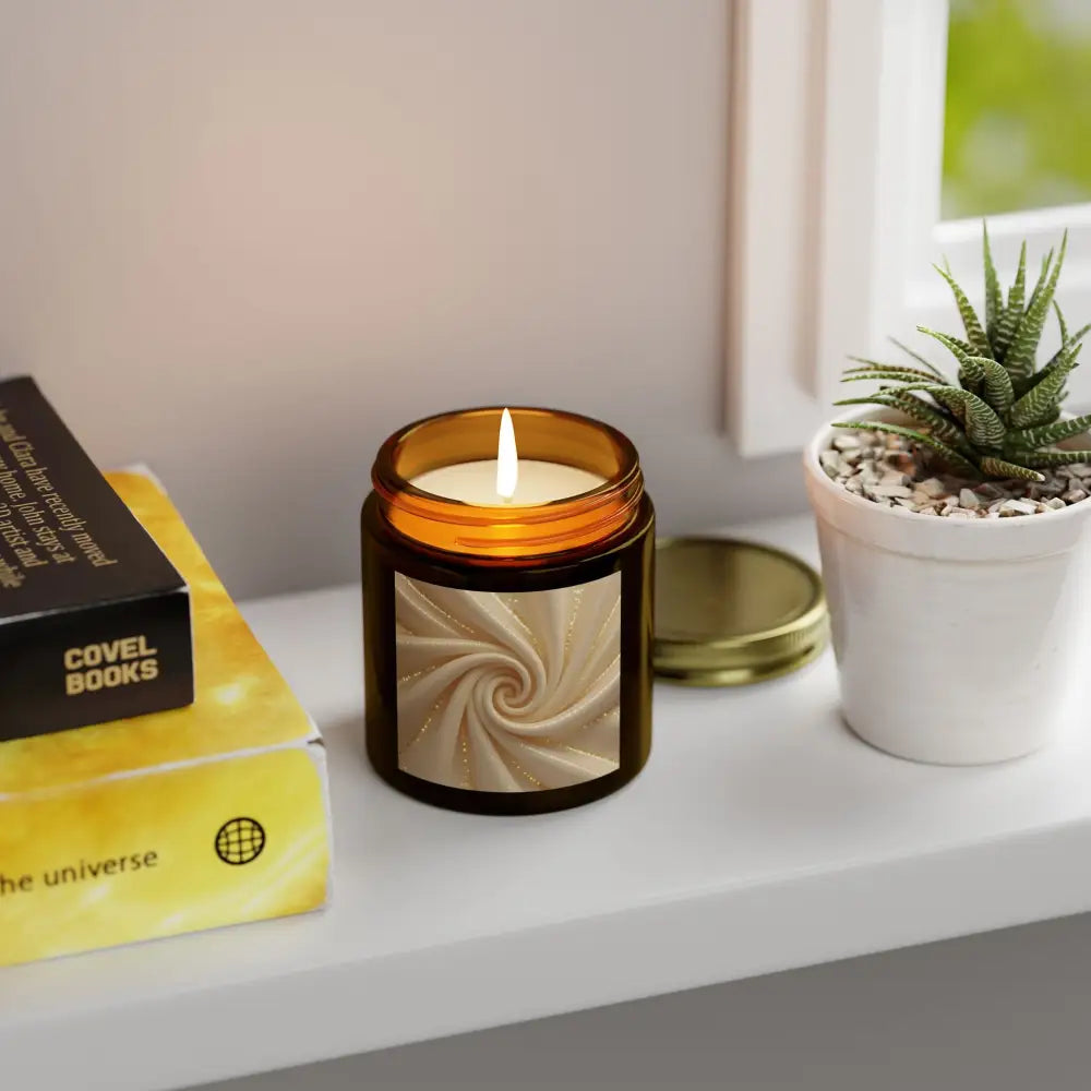 Burning Candle with Spiral Label from Scented Candle Cashmere Musk PixiOnyx