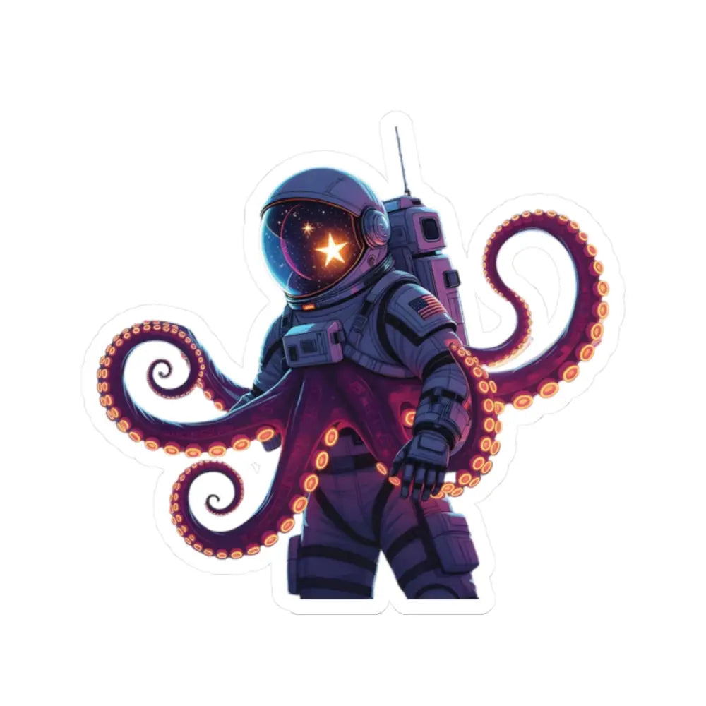 Space Octonaut astronaut octopus kiss-cut vinyl sticker for sci-fi themed decor
