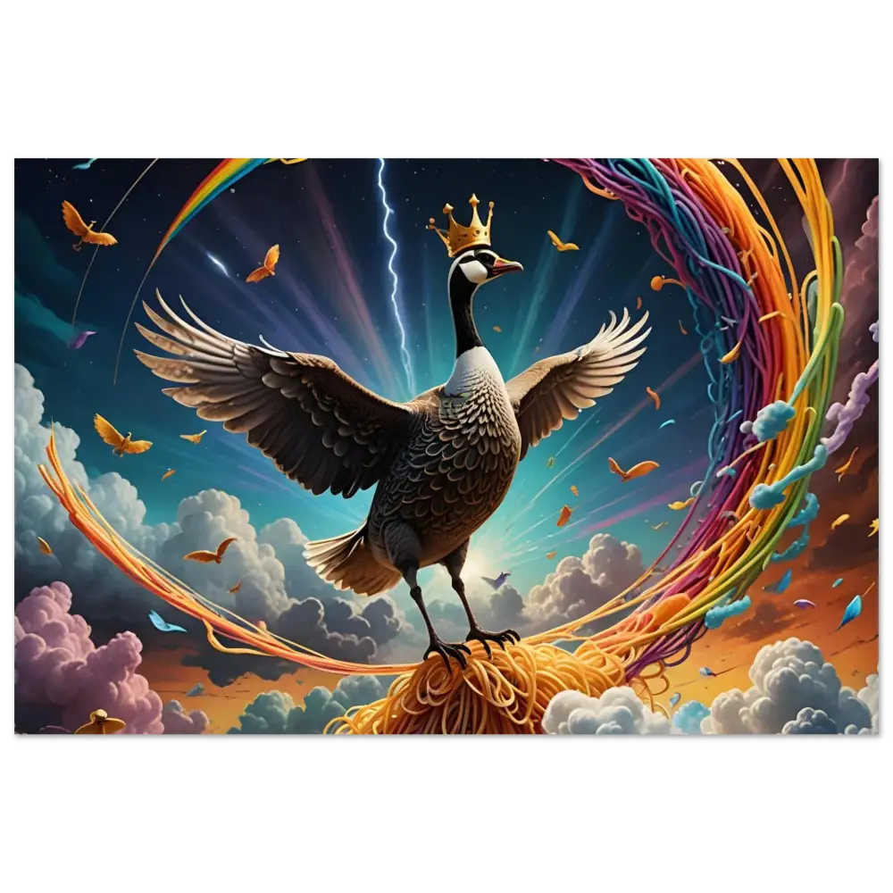 Regal Goose Sitting on Spaghetti in Divine Noodleflight PixiOnyx Fine Art Print